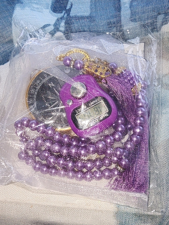 Jewelry - 💜Purple Beaded Tassel Lanyard with Digital Counter and Compass